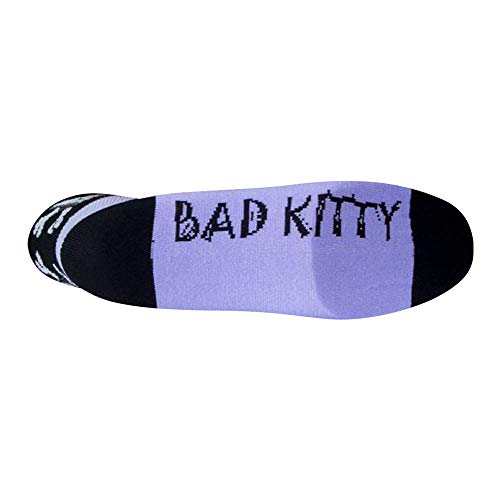 SockGuy, Classic Bad Kitty Womens Socks, cuff height 2", size S / M, Black/Light Purple - Image 3