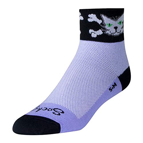 SockGuy, Classic Bad Kitty Womens Socks, cuff height 2", size S / M, Black/Light Purple - Image 4