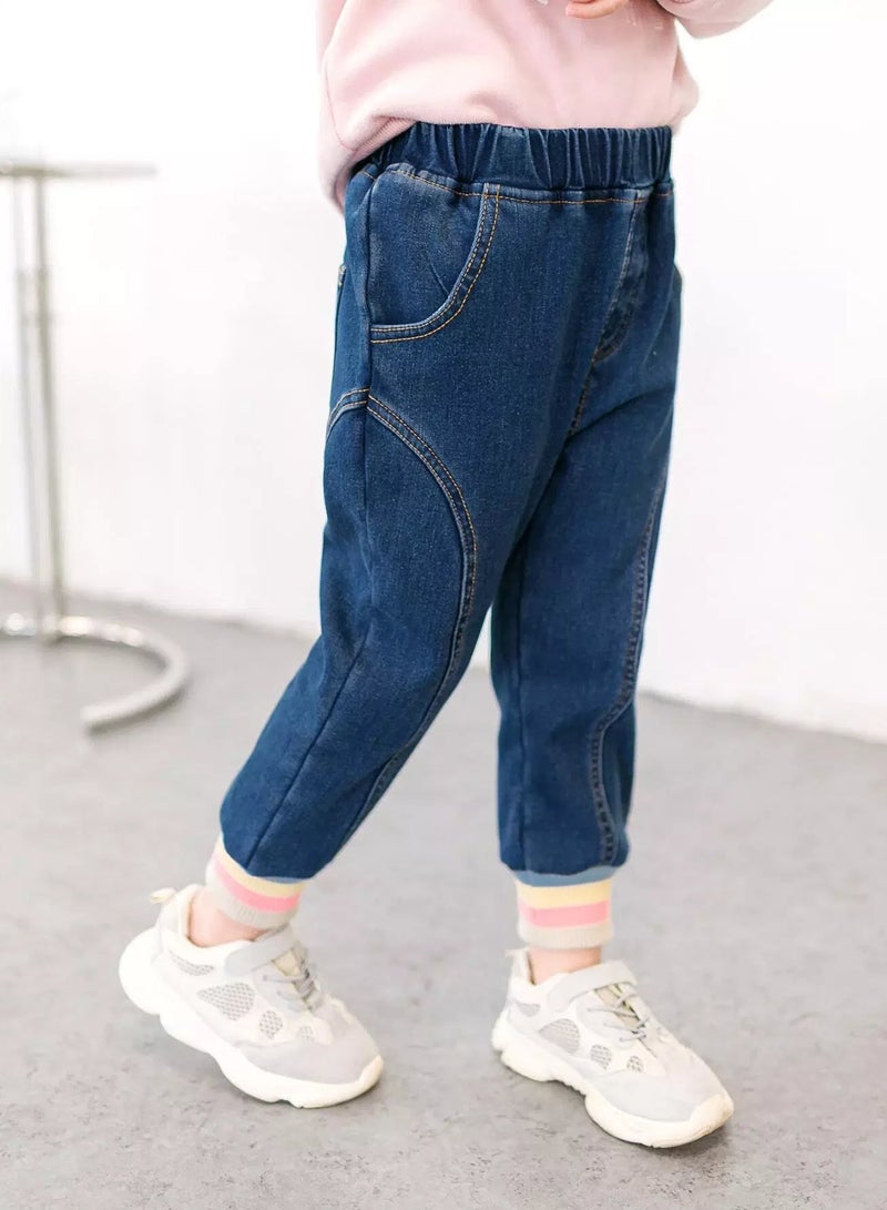 Girls High Waist Colorful Striped Hem Jogger Jeans  - Image 4