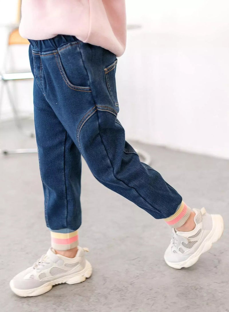 Girls High Waist Colorful Striped Hem Jogger Jeans  - Image 3