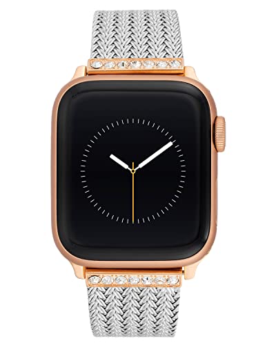 Anne Klein Mesh Fashion Band for Apple Watch Secure Adjustable Apple Watch Replacement Band Fits Most Wrists 384041mm Silver - Image 1
