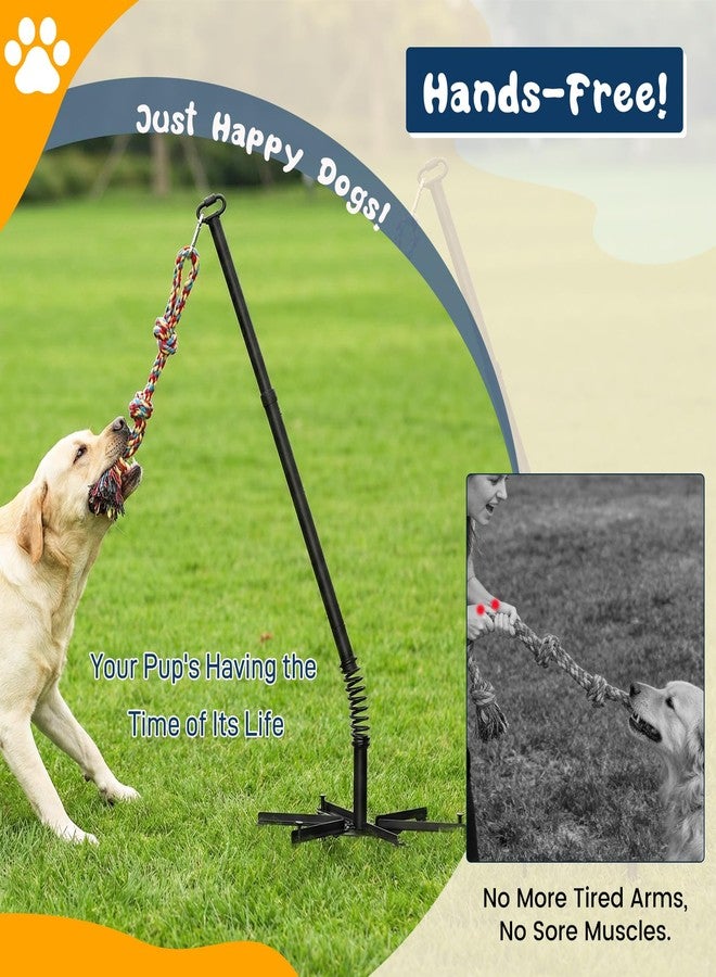 Besilo Tether Outdoor Dog Rope Toy with Chew Rope,Tug of War Interactive Pull Pet Toys with Strengthen Spring Pole, Adjustable Height,Extra-Stable Base,3 Tug Balls,Suitable for Large Medium Small Dogs - Image 3