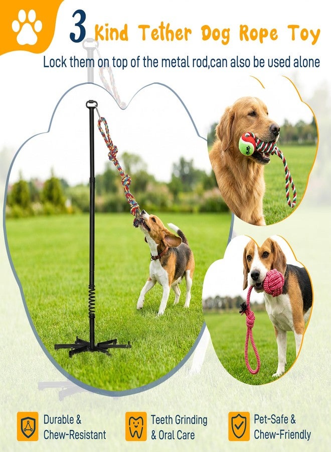 Besilo Tether Outdoor Dog Rope Toy with Chew Rope,Tug of War Interactive Pull Pet Toys with Strengthen Spring Pole, Adjustable Height,Extra-Stable Base,3 Tug Balls,Suitable for Large Medium Small Dogs - Image 5