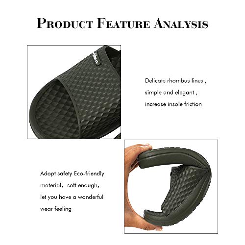 FUNKYMONKEY Mens Bathroom Shower Slippers Indoor Home Beach Non Slip Sandal (8 M US, Army Green) - Image 3