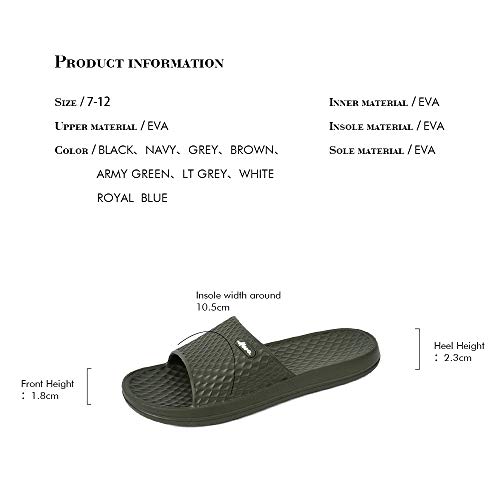 FUNKYMONKEY Mens Bathroom Shower Slippers Indoor Home Beach Non Slip Sandal (8 M US, Army Green) - Image 5