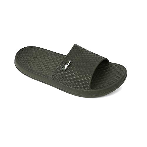 FUNKYMONKEY Mens Bathroom Shower Slippers Indoor Home Beach Non Slip Sandal (8 M US, Army Green) - Image 1