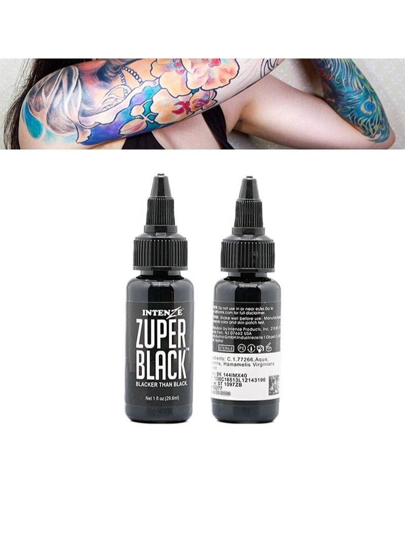 Intenze - Tattoo Pigments, Professional Tattoo Inks, Skin Safe Permanent Tattoos, Vegan (Black 29.6ml) - Image 1