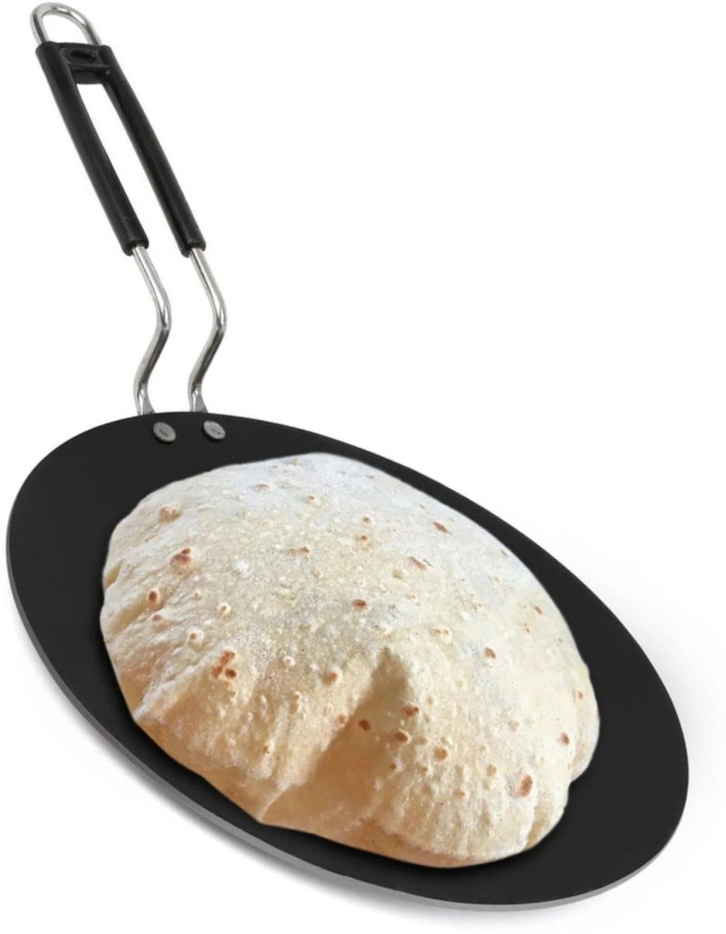 Kashvi طاسة روتي سوداء غير لاصقة بمقبض فولاذي - Image 1