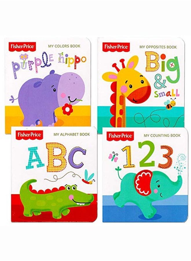Fisher-Price &quot;مجموعة كتبي الأولى المكونة من 4 كتب للأطفال الصغار (كتاب الأبجدية، كتاب الألوان، كتاب الأرقام، كتاب الأضداد)&quot;  - Image 1
