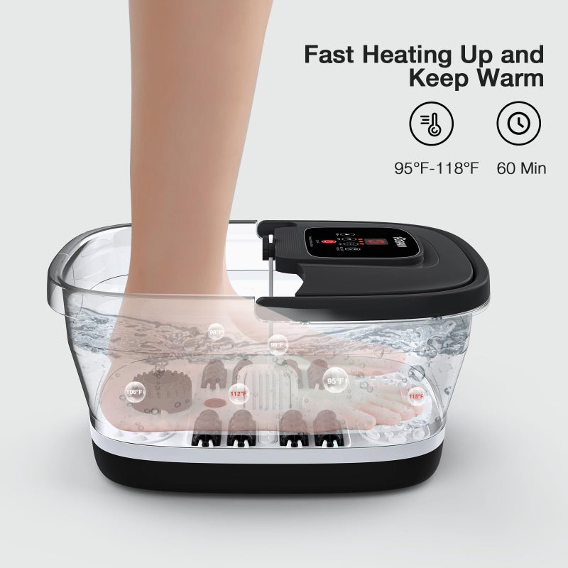 HOSPAN Collapsible Foot Spa with Heat, Bubble, Red Light, and Temperature Control, Foot Bath Massager with 8 Shiatsu Massage Rollers, Pedicure Foot Spa for Relaxation and Stress Relief, Black - Image 4
