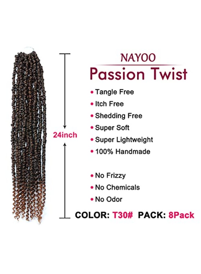 NAYOO Passion Twist Hair 8 Packs 24 Inch Passion Twist Crochet Hair For Black Women Crochet Pretwisted Curly Hair Passion Twists Synthetic Braiding Hair Extensions24 Inch 8 Packs T30 - Image 4
