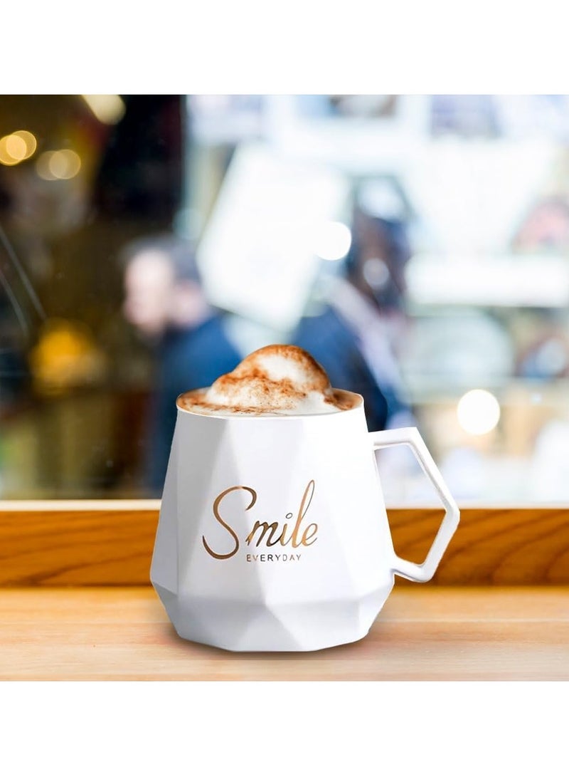 UKR UKR Smile Premium Coffee & Tea Mug with Spoon and Lid | Ceramic Water Cup for Office & Home | Stylish Personality Mug in White | Durable Hot & Cold Beverage Mug for Daily Use - Image 4