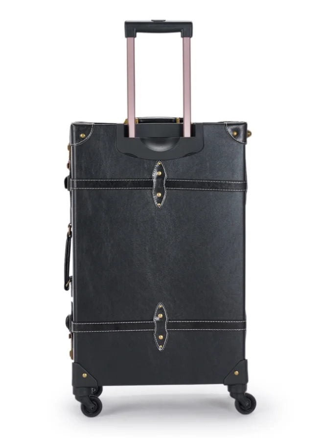 LIMRA Travel Bags Classic Leather Carry on Luggage 2 pcs Size 20/13 inch Black Color