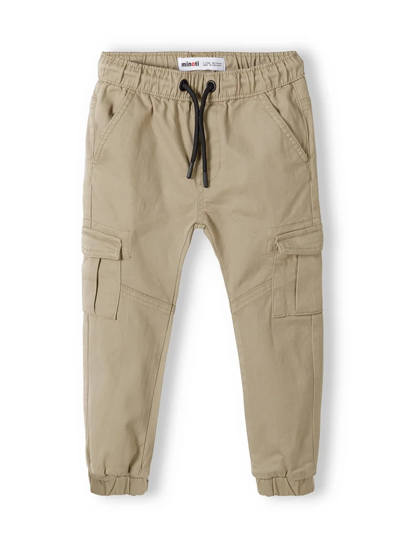 MINOTI Kids' Twill Cargo Trousers with Elastic Waist and Cuffed Ankles