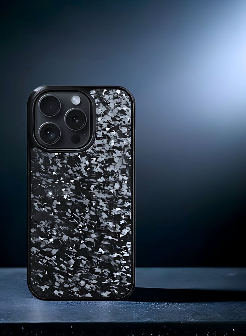 SOLARAE Real Carbon Fiber iPhone Case - Lightweight, Drop Protection (iPhone 14 Pro Max) Silver - Image 2