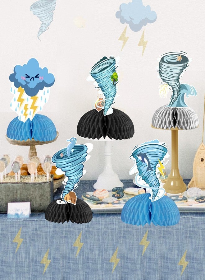 Funmemoir Tornado Birthday Party Decorations, 8pcs Tornado Honeycomb Centerpiece Blue Double Sided Printing for Tornado Party Favors Baby Shower Table Decorations - Image 2