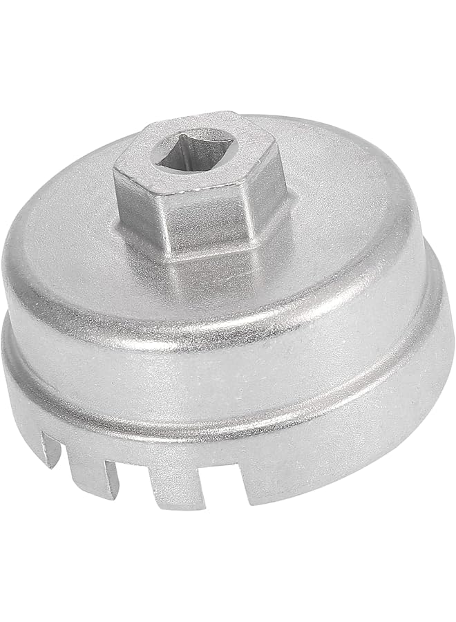 Oil Filter Cap Wrench 14 Flutes 6 Slots Oil Filter Cap Removal Tool For Toyota Corolla 2009-2016 Aluminum Alloy (Silver)  - Image 1