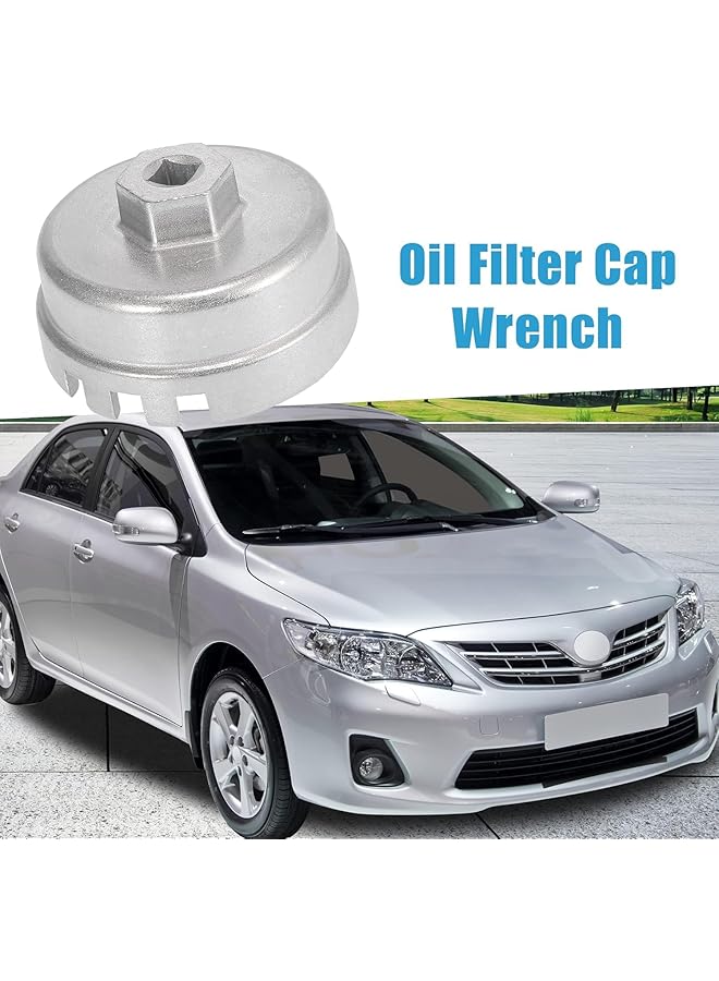 Oil Filter Cap Wrench 14 Flutes 6 Slots Oil Filter Cap Removal Tool For Toyota Corolla 2009-2016 Aluminum Alloy (Silver)  - Image 5