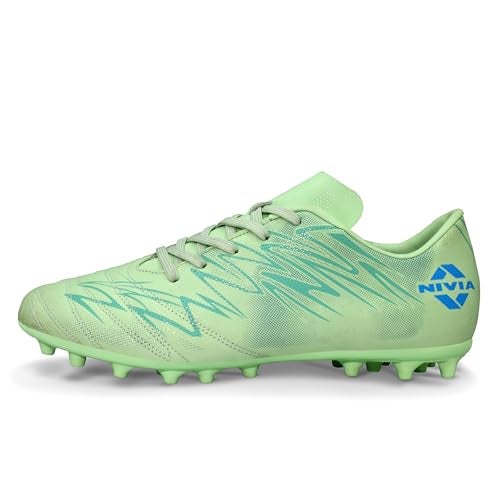 Nivia Encounter Mg 11 Football Stud for Men, Synthetic Leather Upper, Lightweight Insole,High-Shear Strength TPU Outsole (Pastel Green) UK-07 - Image 1