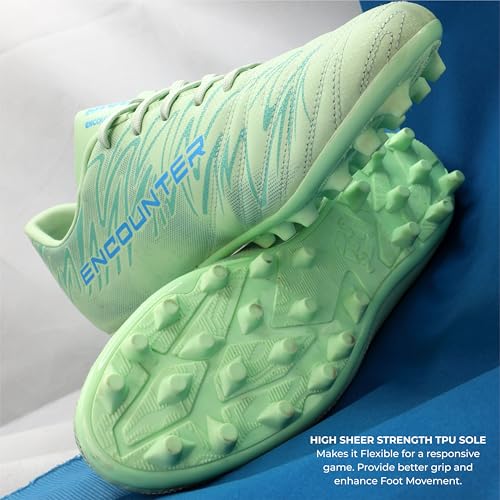 Nivia Encounter Mg 11 Football Stud for Men, Synthetic Leather Upper, Lightweight Insole,High-Shear Strength TPU Outsole (Pastel Green) UK-07 - Image 5