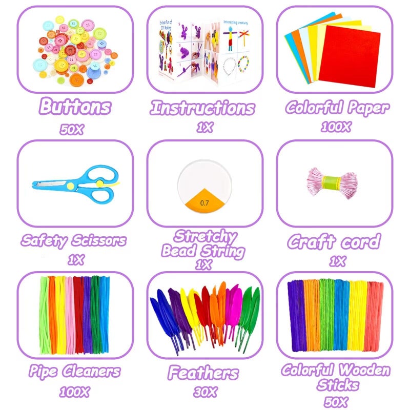VLUSSO 3000Pcs DIY Arts and Crafts Supplies Kit for Kids - Kids Craft Kits Art Supplies Material Set with Pipe Cleaner All in 1 Crafts Activity Gifts Toys for Girls Boys Age 4-6, 6-8, 8-12 Years - Image 5