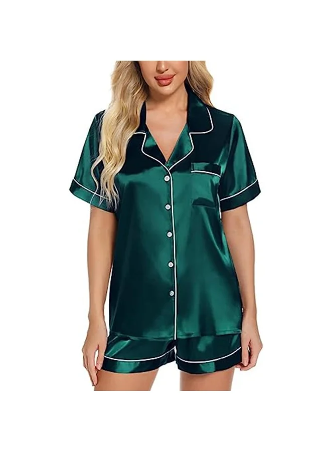 Caprisious Luxurious Women’s Satin Pajama Set – Short Sleeve Top & Shorts Sleepwear