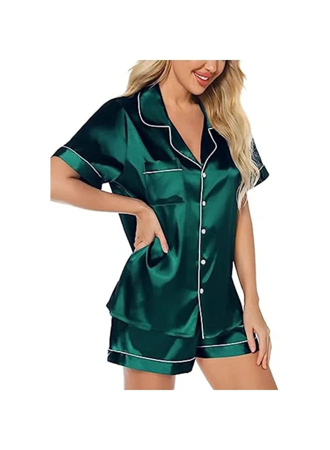 Caprisious Luxurious Women’s Satin Pajama Set – Short Sleeve Top & Shorts Sleepwear
