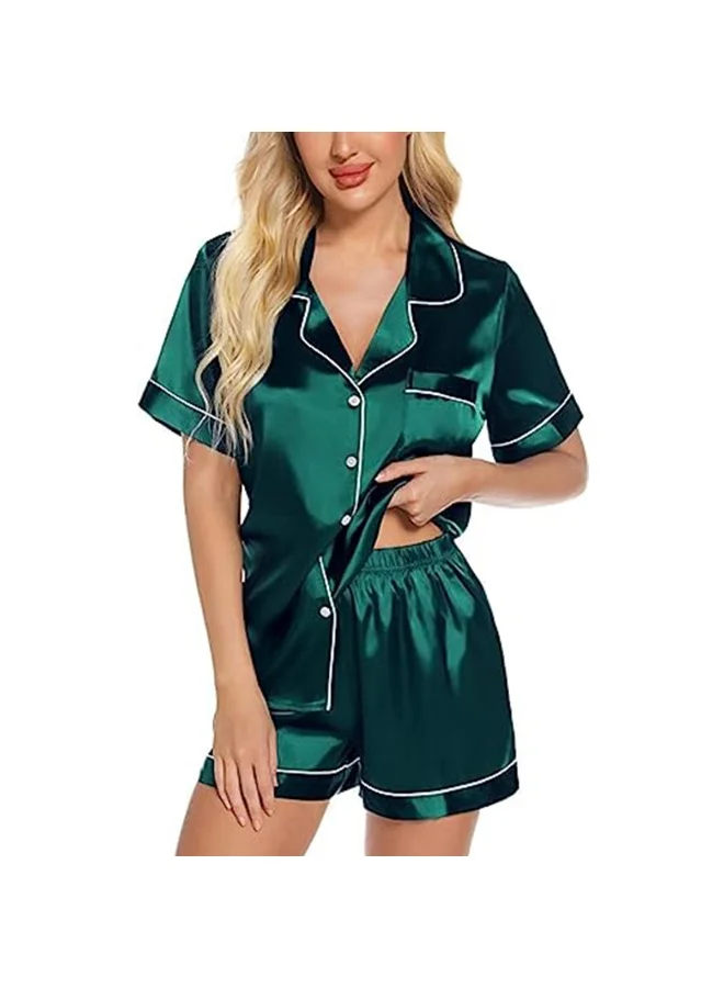 Caprisious Luxurious Women’s Satin Pajama Set – Short Sleeve Top & Shorts Sleepwear