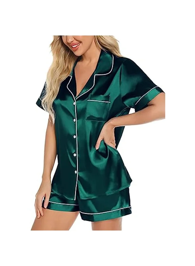 Caprisious Luxurious Women’s Satin Pajama Set – Short Sleeve Top & Shorts Sleepwear