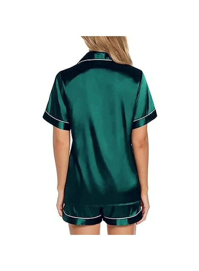 Caprisious Luxurious Women’s Satin Pajama Set – Short Sleeve Top & Shorts Sleepwear