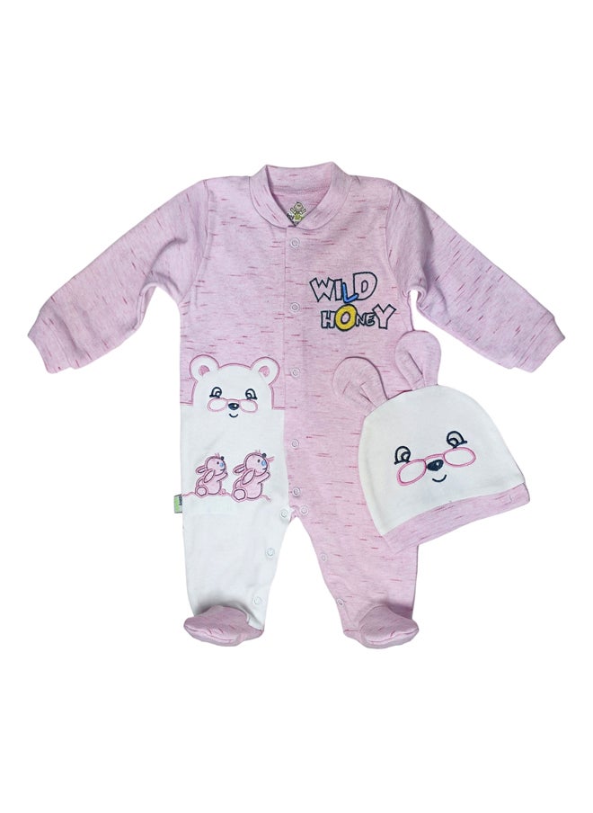 BabyShoora Baby Girls Footed Jumpsuit with matching icecap  - Image 1