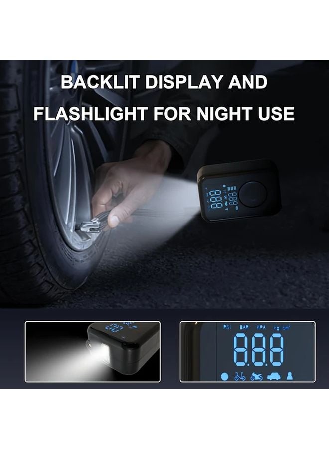 Black Portable Air Compressor Pump Rechargeable 4000mAh Battery Ideal For Cars Motorcycles Bicycles - Image 5