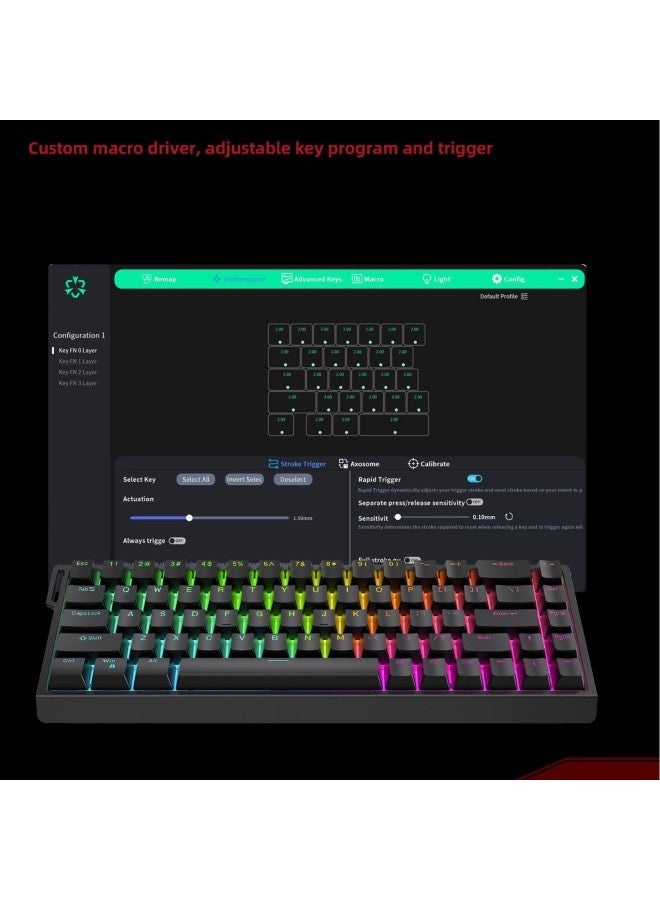 ZUOYA HE30/65 8K Magnetic Axis Mechanical Keyboard Electric Competition Special Tile Artifact Fearless Contract Quick Trigger-Colour:He30 Black - Image 5