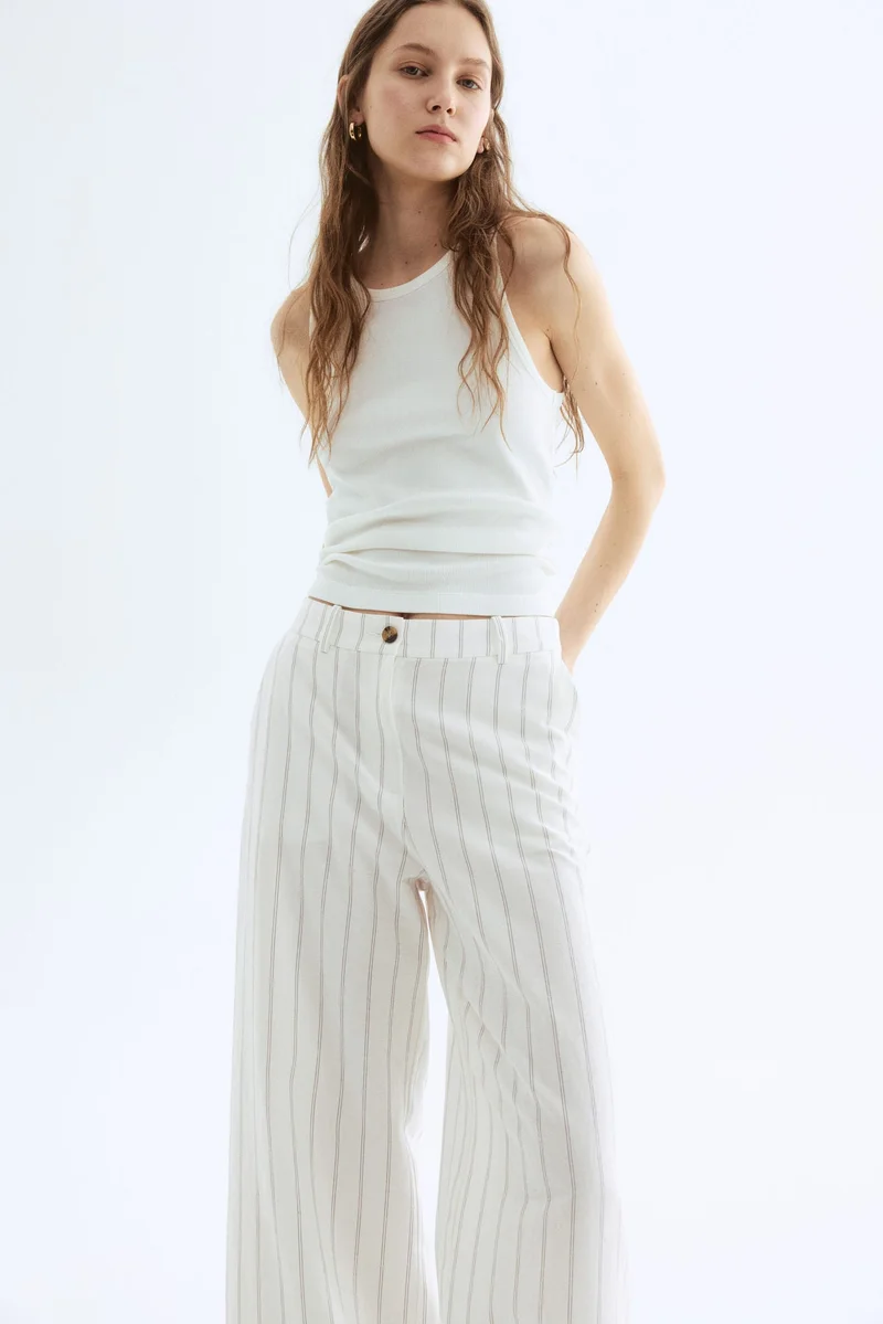 H&M Wide linen-blend trousers