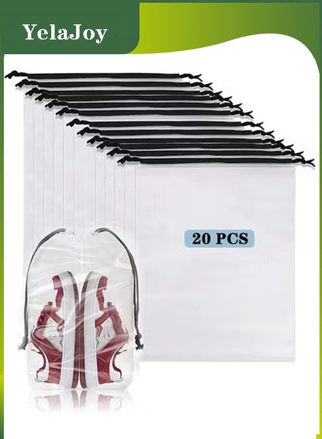 YelaJoy 20 Pieces Shoe Storage Bag - With Clear Drawstring Closure Multifunctional Shoe Dust Bag Multifunctional Shoe Organizer Travel Home Cosmetic Shoe Bag Waterproof Space Saving Storage Bags - Image 1