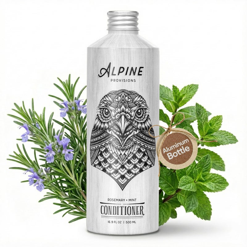 Alpine Provisions Rosemary & Mint Organic Conditioner - Naturally Moisturize, Repair, & Strengthen with Essential Oils, Sunflower oil & Aloe Vera, Vegan, Sulfate - Plant-Based Hair Care - 16.9 FL Oz - Image 1