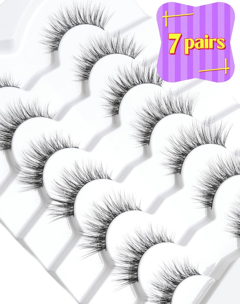 Onlyall Natural Lashes Wispy Lashes Natural Look False Eyelashes Natural Flared Eyelashes False Eye Lashes Soft Fluffy Lashes 7 Pairs D12 Flirty-13mm - Image 5