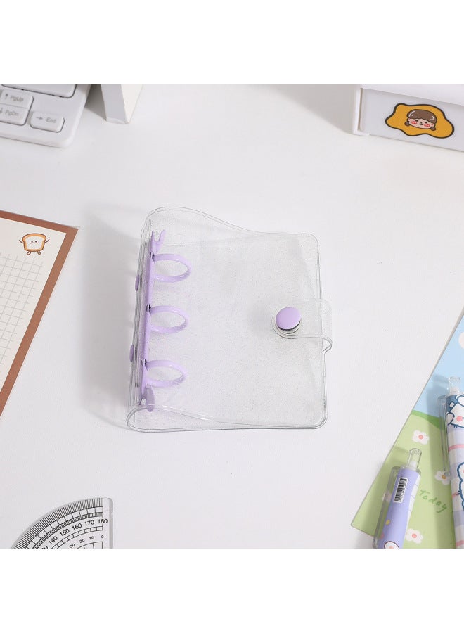 دفتر شفاف لامع بثلاثة ثقوب من PVC للمحفظة الصغيرة، ألبوم النجوم المخصص لطالبات المدارس - Image 1