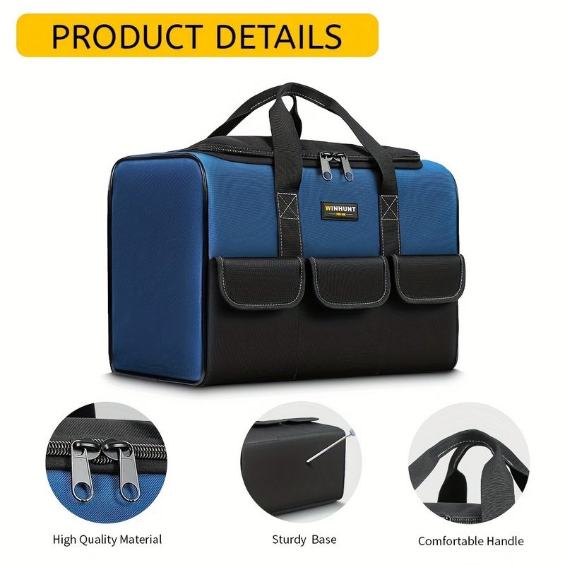 WINHUNT Heavy Duty Tool Bag with Wide Mouth for Tool Storage, Carrier And Organizer, Tool Bag for Men, Wide Mouth Tool Bag with Inside  Pockets - Image 4