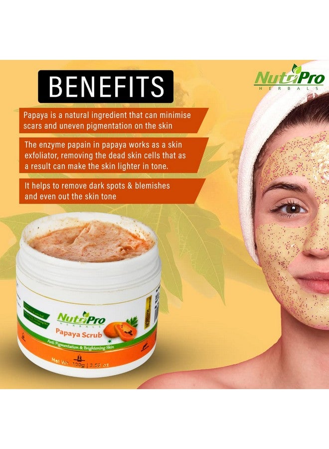 NutriPro Papaya Scrub|Enriched With Papaya, Walnut & Vitamin E |Tan Removing |Revitalizing Skin |Pore Correction |Anti Pigmentation & Brightening Skin |Miniral Oil & Cruelty Free 100gm - Image 3