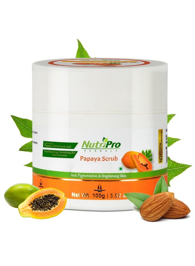 NutriPro Papaya Scrub|Enriched With Papaya, Walnut & Vitamin E |Tan Removing |Revitalizing Skin |Pore Correction |Anti Pigmentation & Brightening Skin |Miniral Oil & Cruelty Free 100gm - Image 1
