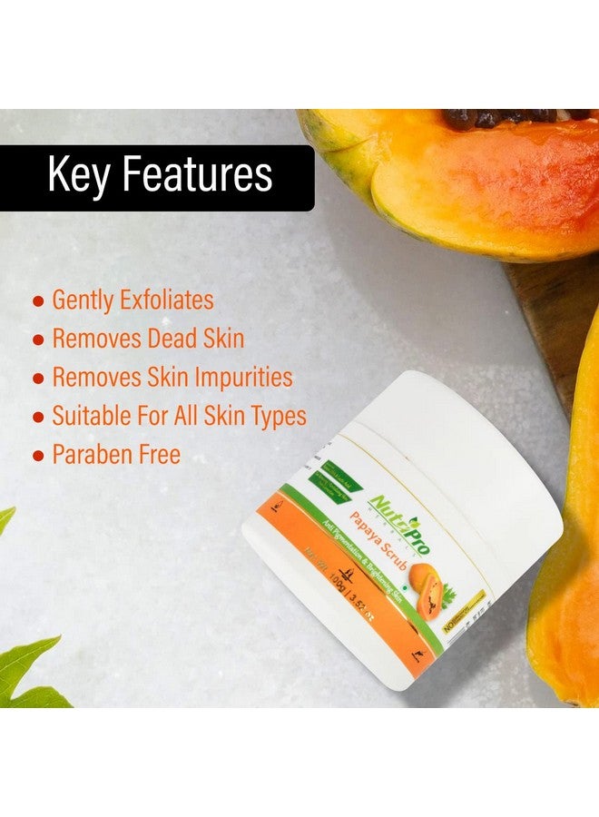 NutriPro Papaya Scrub|Enriched With Papaya, Walnut & Vitamin E |Tan Removing |Revitalizing Skin |Pore Correction |Anti Pigmentation & Brightening Skin |Miniral Oil & Cruelty Free 100gm - Image 2