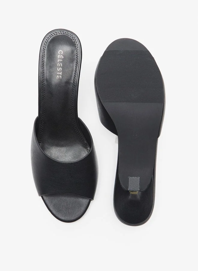 Celeste Women's Solid Slip-On Sandals with Stiletto Heels