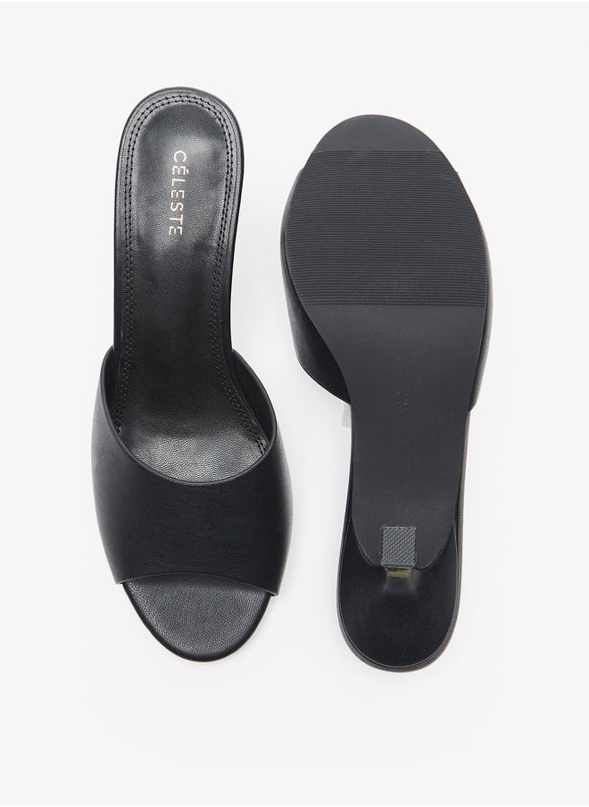 Celeste Women's Solid Slip-On Sandals with Stiletto Heels  - Image 4