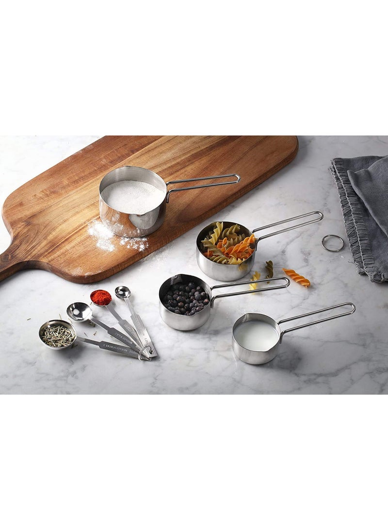 kunshao Stainless Steel Measuring Cups & Spoon Combo for Dry or Liquid/Kitchen Gadgets for Cooking & Baking Cakes/Measuring Cup Set Combo with Handles (Set of 4 Cups & 4 Spoons) - Image 4