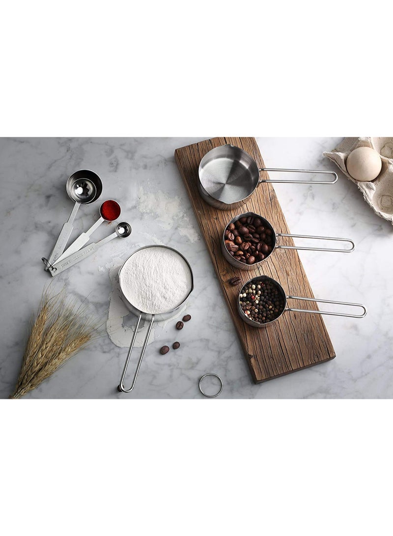 kunshao Stainless Steel Measuring Cups & Spoon Combo for Dry or Liquid/Kitchen Gadgets for Cooking & Baking Cakes/Measuring Cup Set Combo with Handles (Set of 4 Cups & 4 Spoons) - Image 3