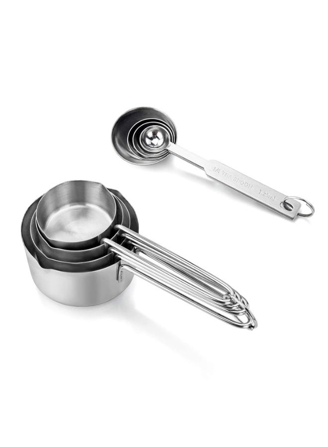 kunshao Stainless Steel Measuring Cups & Spoon Combo for Dry or Liquid/Kitchen Gadgets for Cooking & Baking Cakes/Measuring Cup Set Combo with Handles (Set of 4 Cups & 4 Spoons) - Image 2
