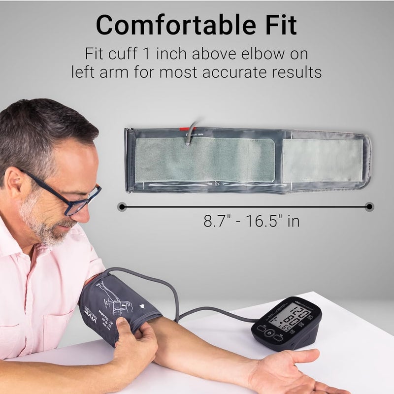 Vive PRECISION Automatic Blood Pressure Machine  Upper Arm Digital Pulse BP Monitor Accurate Heart Rate Sensor for Home Use  Portable BPM with Large LCD Display  Heartbeat Monitoring System Kit - Image 5