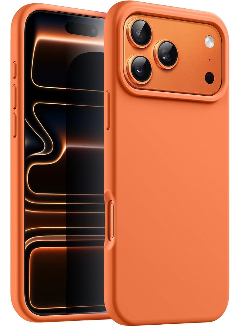 Denx Generic Silicone Case Compatible with iPhone 17 Pro, Slim Liquid Silicone Phone Case with 3-Layer Soft Rubber Shockproof Bumper with TPU Lining (Orange) - Image 1