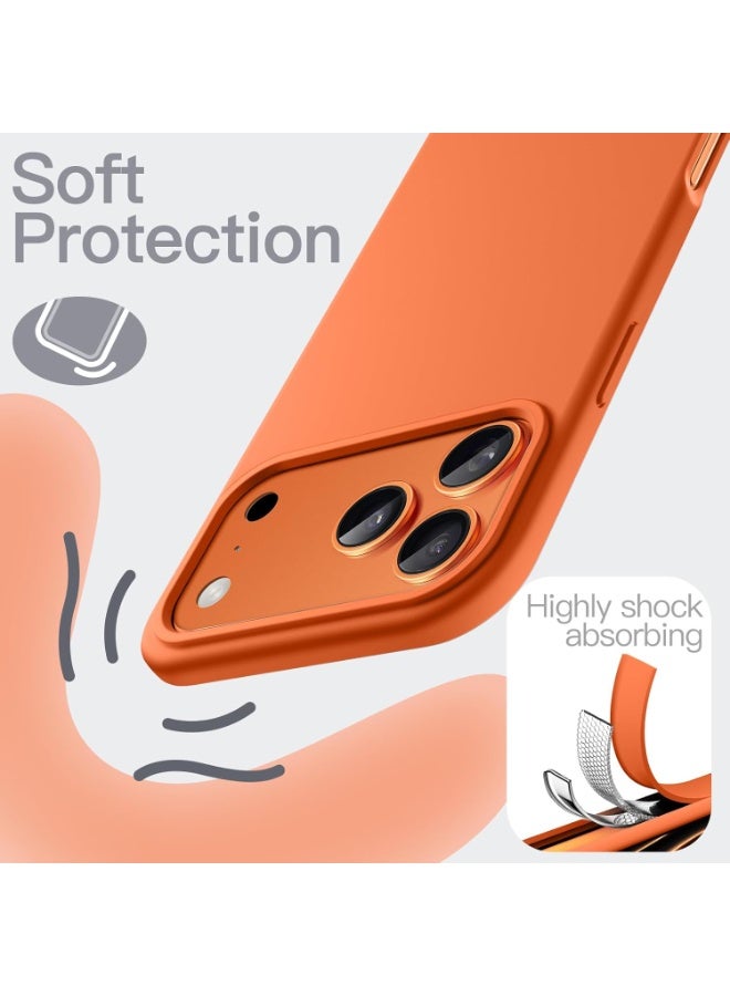 Denx Generic Silicone Case Compatible with iPhone 17 Pro, Slim Liquid Silicone Phone Case with 3-Layer Soft Rubber Shockproof Bumper with TPU Lining (Orange) - Image 2